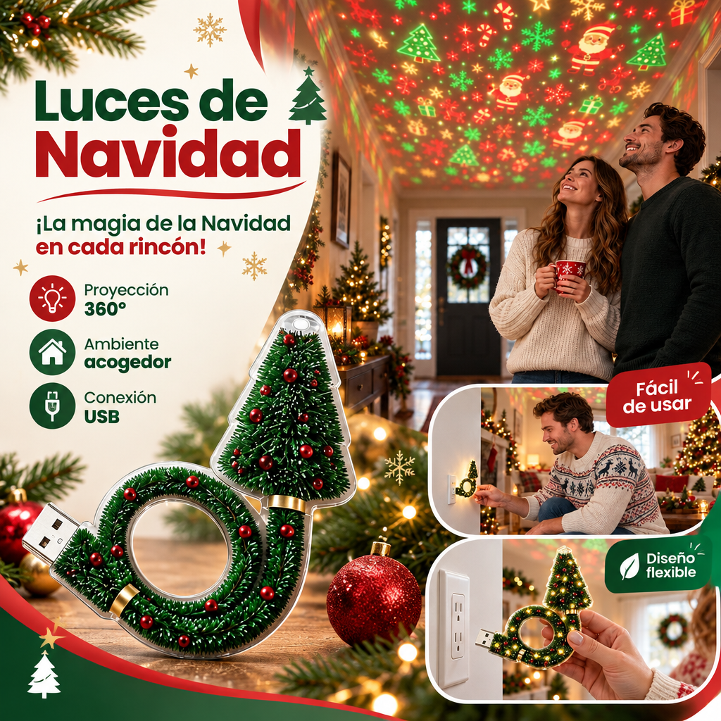 PROYECTOR ARBOL DE NAVIDAD USB [PV1-WHATSAPP-TRENDSHOP]