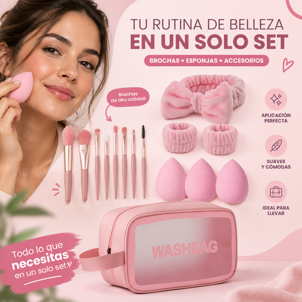 KIT DE MAQUILLAJE VIAJE 15 PIEZAS [PV1-WHATSAPP-TRENDSHOP]